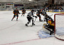The Wayway Wolverines headed north to battle the Swan Valley Stampeders this past Friday night (Oct. 2). Despite trailing 3-0 midway through the third period, the Wolverines stormed back to win the game by a score of 5-3. Pictured is Wolverines netminder, Urijah Moosetail, getting set to make a save on Stampeder defenceman, Wylie Smith.